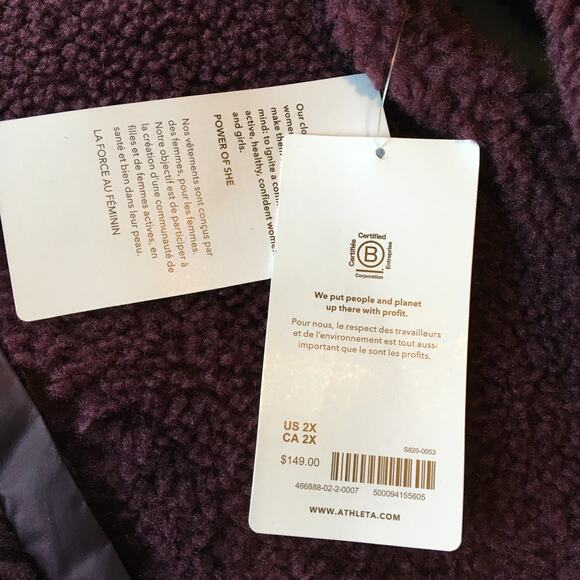 NWT ATHLETA Cozy Sherpa Snap Sweatshirt 2X - Picture 6 of 12
